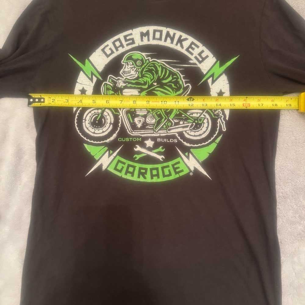 Gas Monkey Garage Skeleton Rider Long Sleeve T-Shirt Black Green Size S - Picture 4 of 7